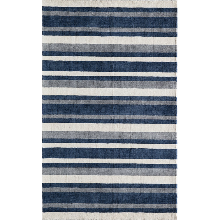 Winston Handmade Wool Navy/Ivory/Gray Rug & Reviews Birch Lane